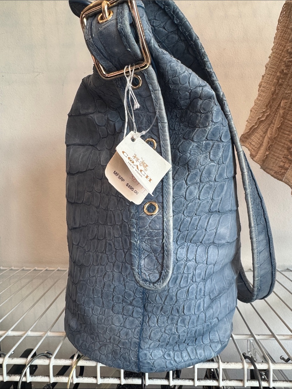 Coach Blue Croc-Embossed Crossbody Tote - Picture 4 of 8